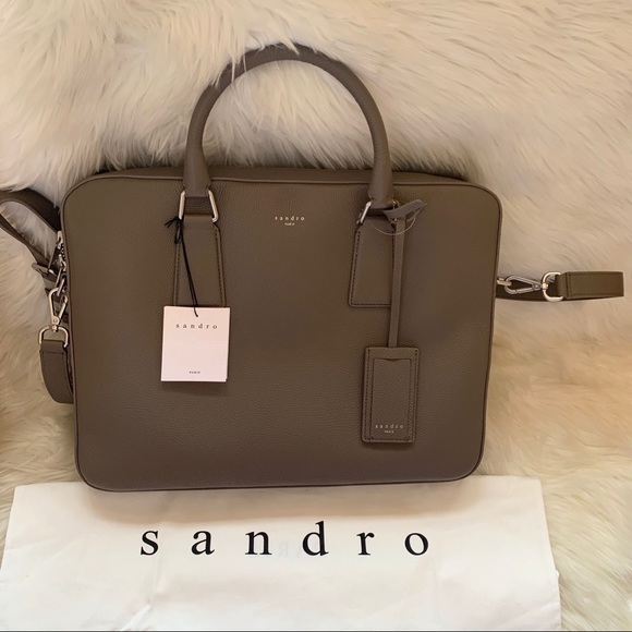 New! SANDRO Paris Pebbled Laptop Briefcase Bag - Picture 3 of 14